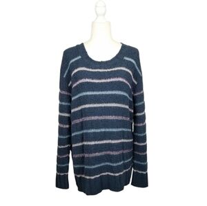 Susina blue multicolor pastel striped scoop neck sweater women's size XL NWT